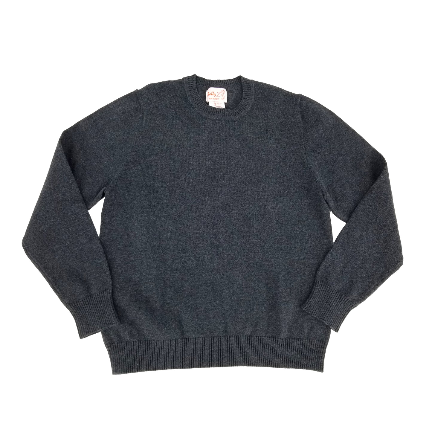 GREY CREW NECK COTTON PULLOVER