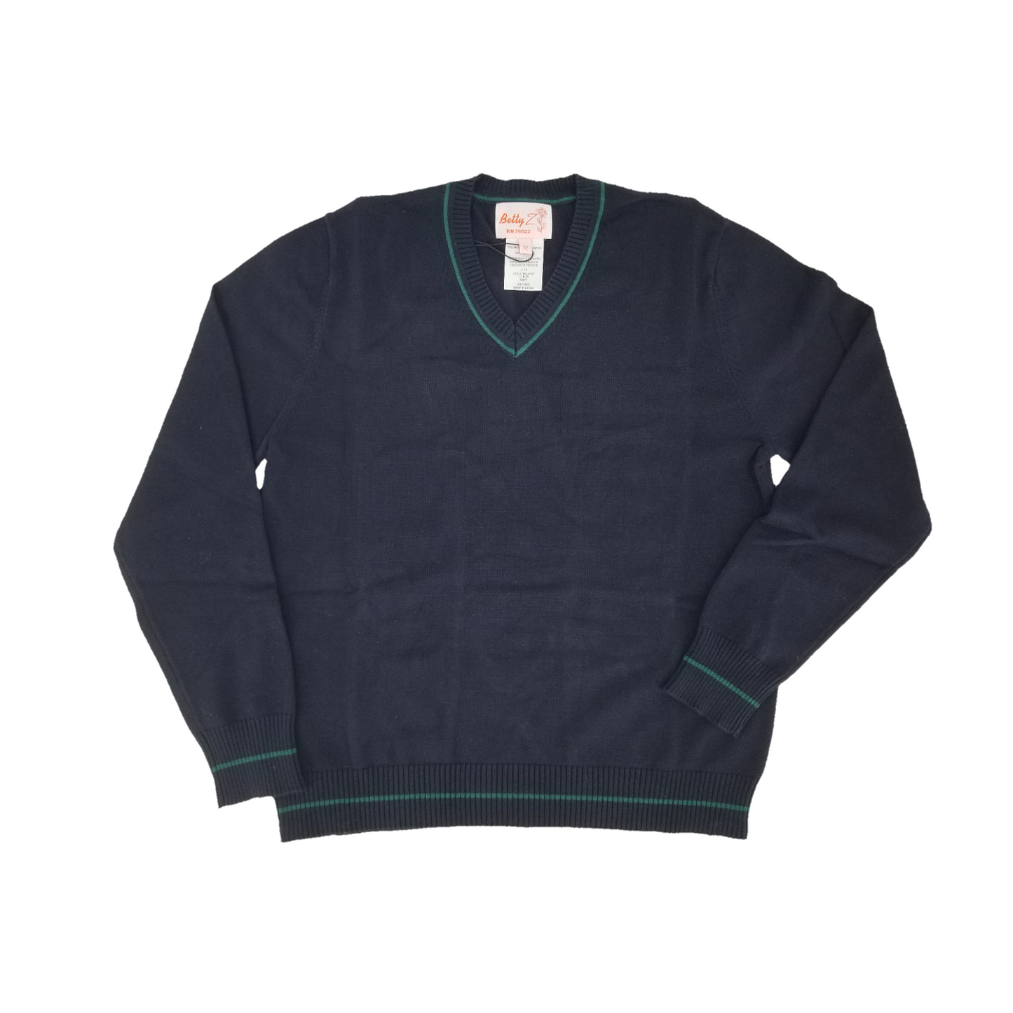 BSM JH V NECK COTTON WITH GREEN TRIM