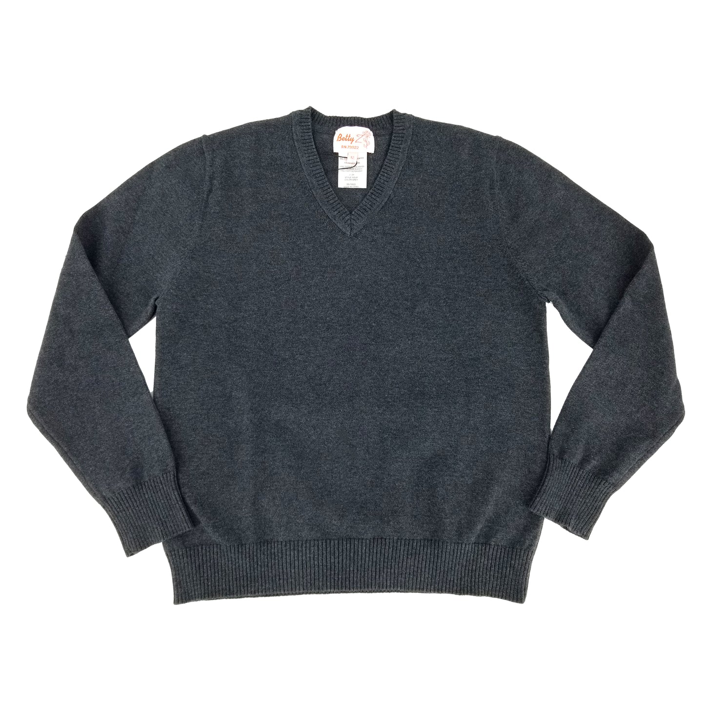 GREY V NECK COTTON SWEATER