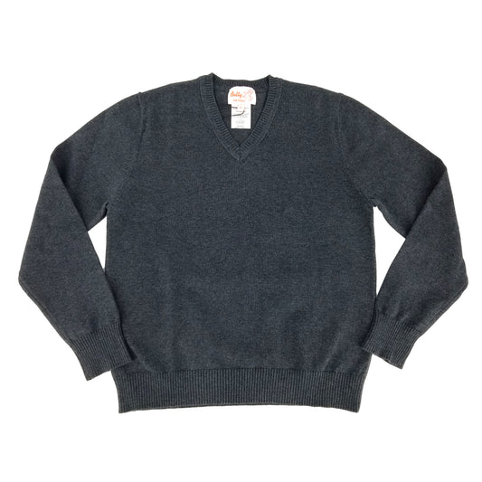 GREY V NECK COTTON SWEATER