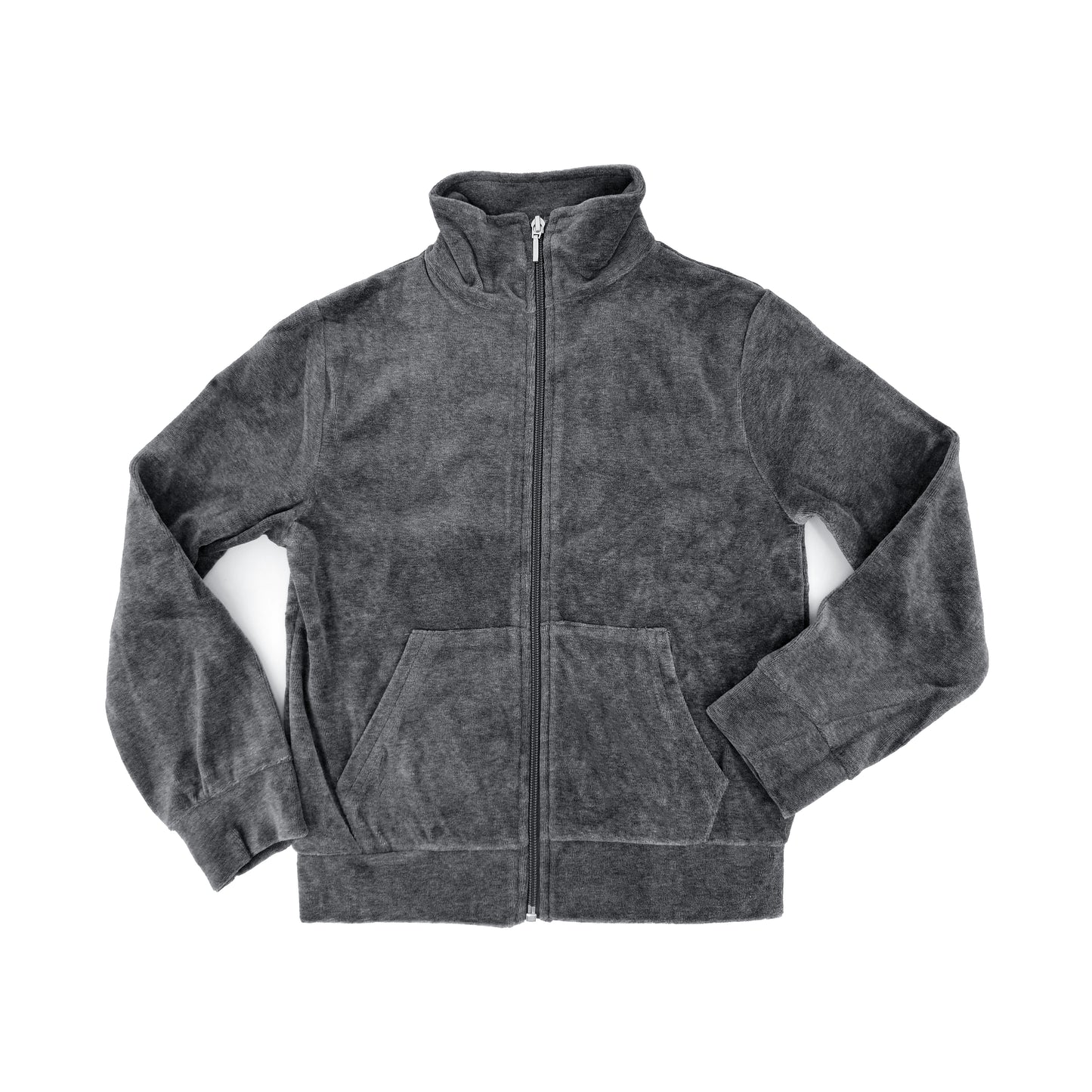 VELOUR ZIP NO HOOD-GREY