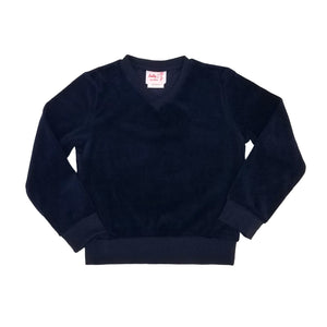 navy v-neck velour